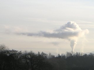 Steam plume under inversion