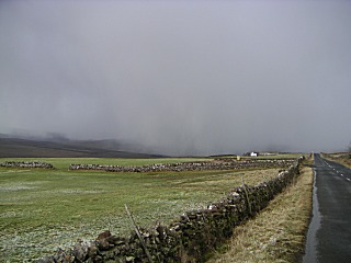 Approaching snow squall, wide view